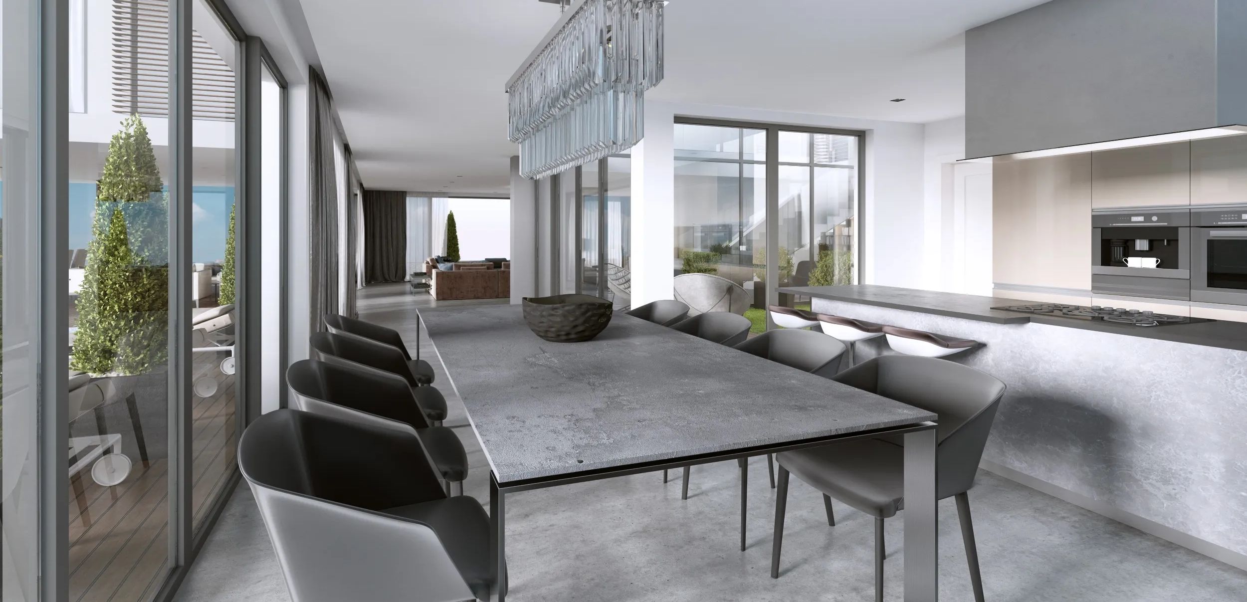 Modern interior with heavy grey tones